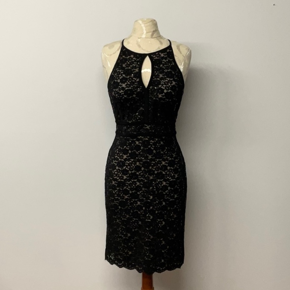 R & M Richards Sparkle/Sequins Black Dress Size 8